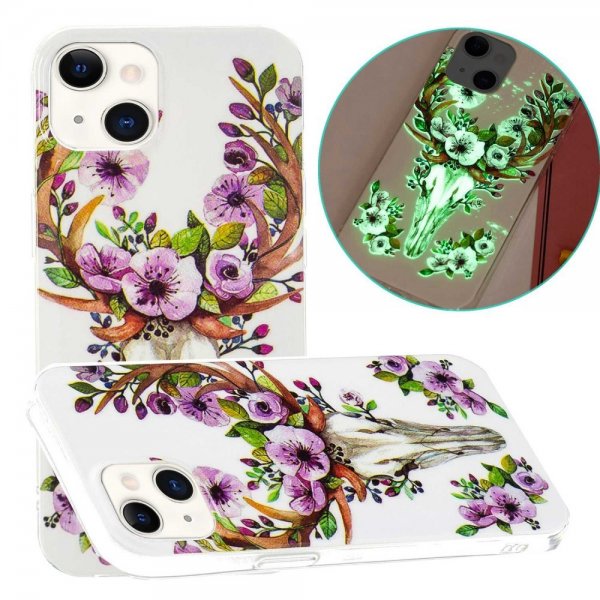 iPhone 14 Plus Cover Motiv Blomster og Hjort