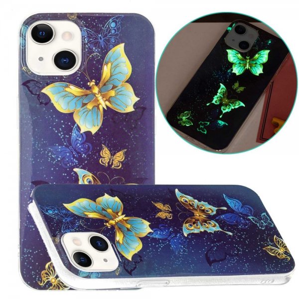 iPhone 14 Plus Cover Motiv Gyldne Sommerfugle