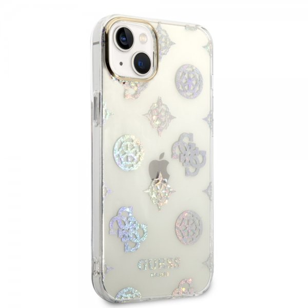 Guess iPhone 14 Plus Cover Peony Glitter Hvid