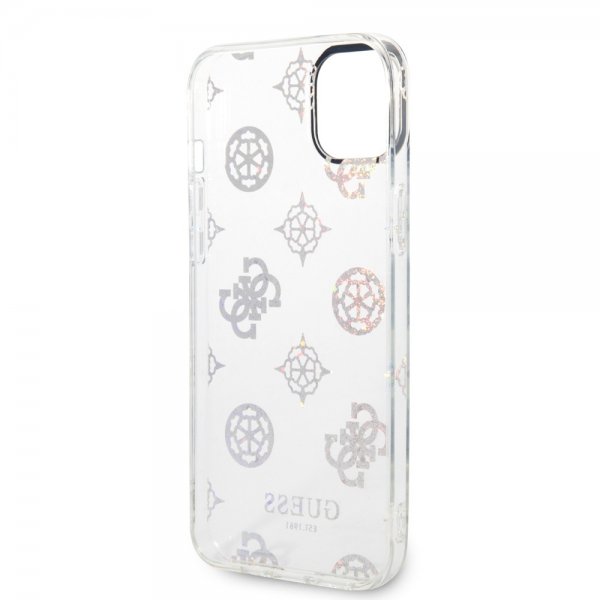 Guess iPhone 14 Plus Cover Peony Glitter Hvid