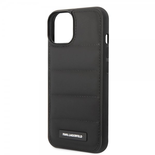 Karl Lagerfeld iPhone 14 Plus Cover Quilted Nylon Puffy Case Logo Plate Sort