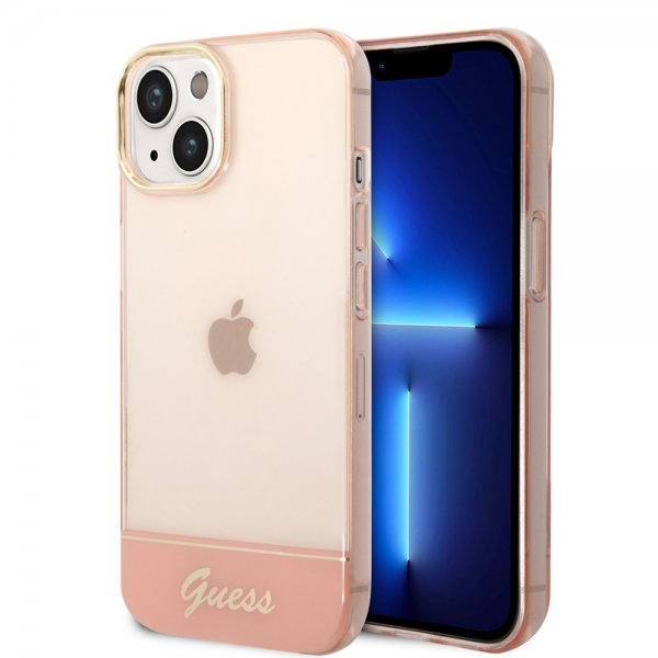 Guess iPhone 14 Plus Cover Transparent Pink