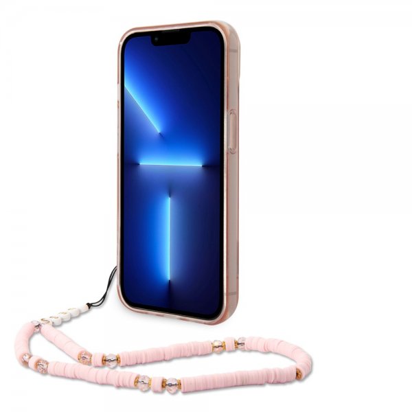 Guess iPhone 14 Plus Cover Translucent with Strap Rosa