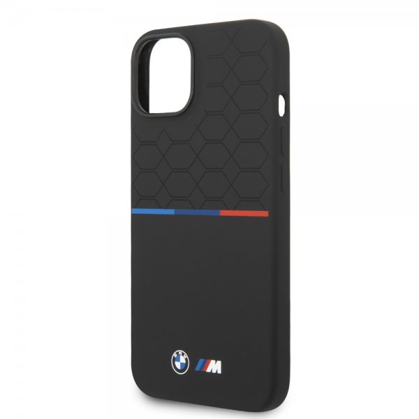 BMW iPhone 14 Plus Cover Tricolor Line & Logo Sort