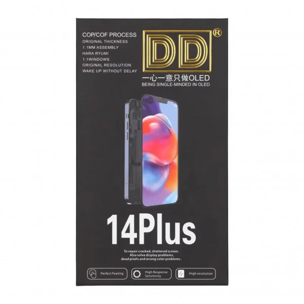 iPhone 14 Plus Soft OLED-skærm, høj kvalitet, sort (DD-mærke)