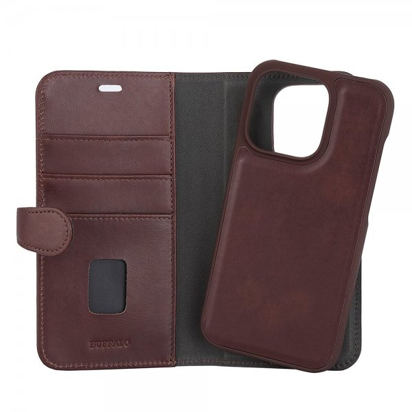 Buffalo iPhone 14 Pro Fodral 2-i-1 Detachable Wallet Brun