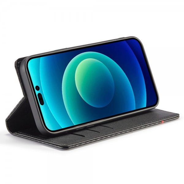 Lc.Imeeke iPhone 14 Pro Cover Kulfibertekstur Rød Stribe Vertikal