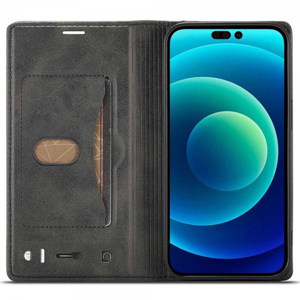 Lc.Imeeke iPhone 14 Pro Cover Kortrum Udvendig Sort