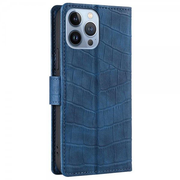 iPhone 14 Pro Cover Krokodillemønster Blå