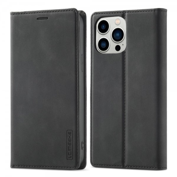 Lc.Imeeke iPhone 14 Pro Flip Cover med kortholder Sort