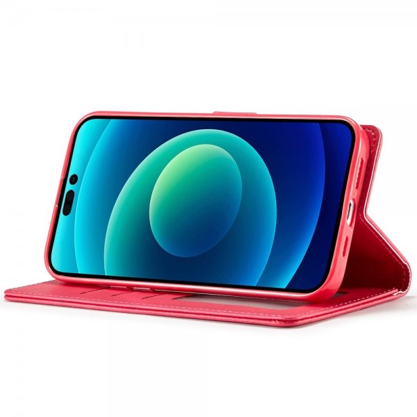 Lc.Imeeke iPhone 14 Pro Cover med Kortlomme Standerfunktion Magenta