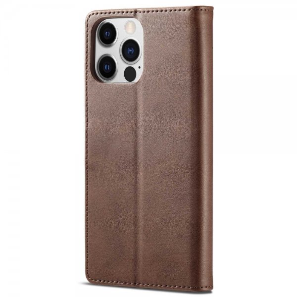 Lc.Imeeke iPhone 14 Pro Etui med Kortlomme Stativfunktion Mørkebrun