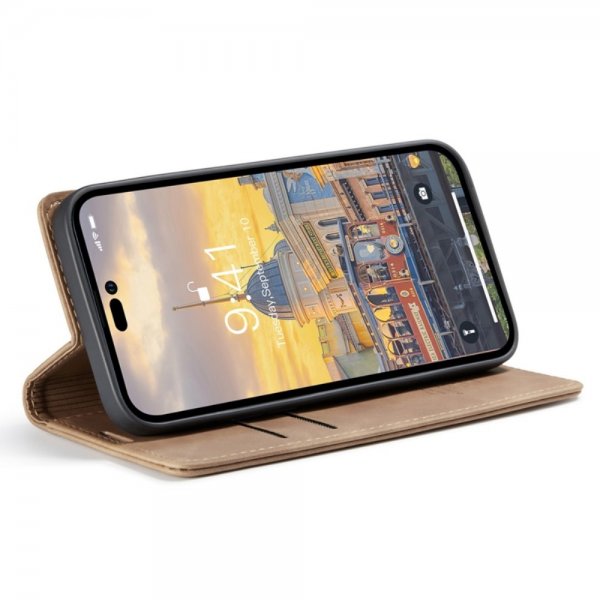 CaseMe iPhone 14 Pro Etui Retro Flip Brun