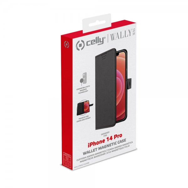Celly iPhone 14 Pro Cover WALLYMAG Sort