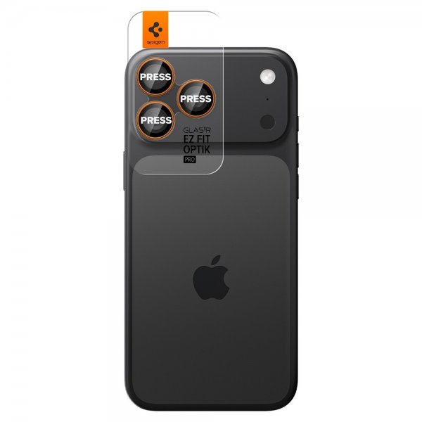 Spigen iPhone 14/15/16/17 Pro & Pro Max Kamerabeskyttelse GLAS.tR EZ Fit Optik Pro 2-pak Orange