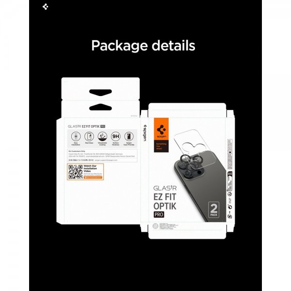 Spigen iPhone 14/15/16/17 Pro & Pro Max Kameralinsebeskytter GLAS.tR EZ Fit Optik Pro 2-pak Sølv