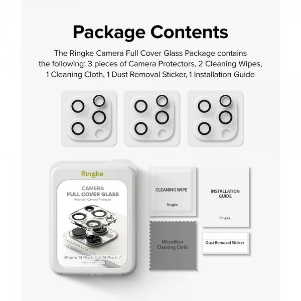 Ringke iPhone 14 Pro/iPhone 14 Pro Max Kamera Beskyttelse Camera Protector Glass 2-pak
