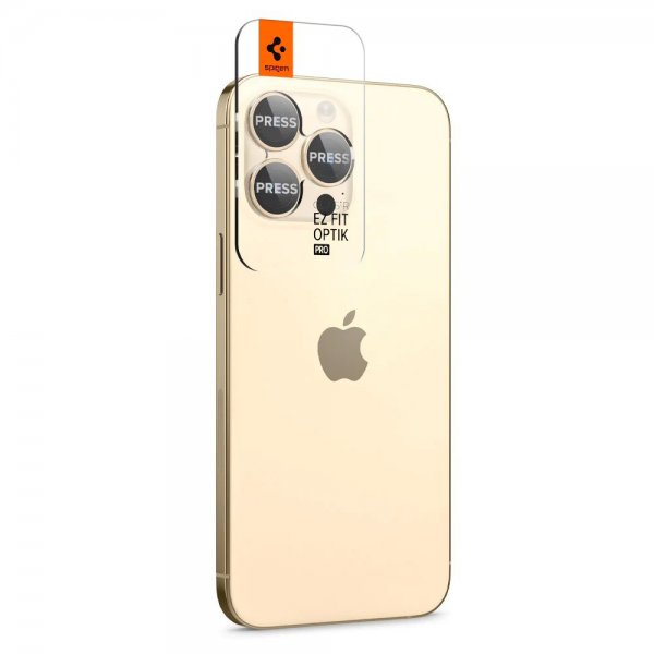 Spigen iPhone 14 Pro/iPhone 14 Pro Max Kamerabeskytter GLAS.tR EZ Fit Optik Pro Guld 2-pak
