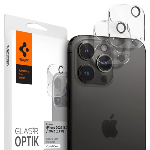 Spigen iPhone 14 Pro/14 Pro Max/15 Pro/15 Pro Max/16 Pro/16 Pro Max Kamerabeskytter Glas.tR Optik 2-pak Crystal Clear