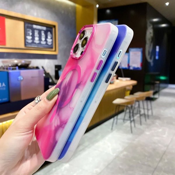 iPhone 14 Pro Cover Mønster Abstrakt Rosa