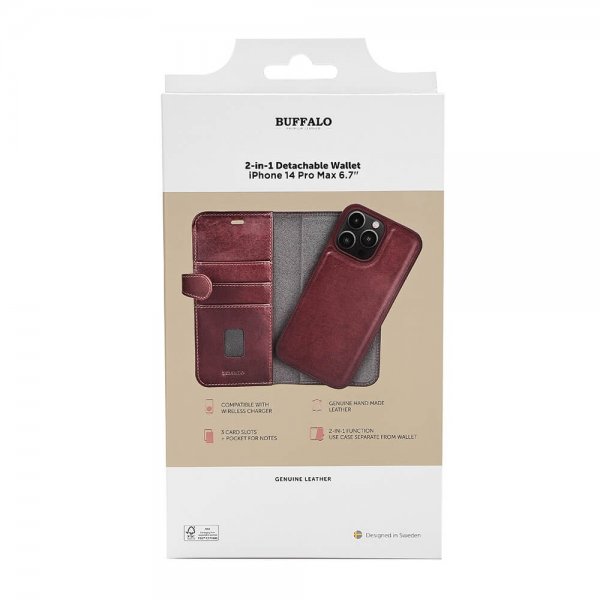 Buffalo iPhone 14 Pro Max Cover 2-i-1 Aftagelig Pung Brun