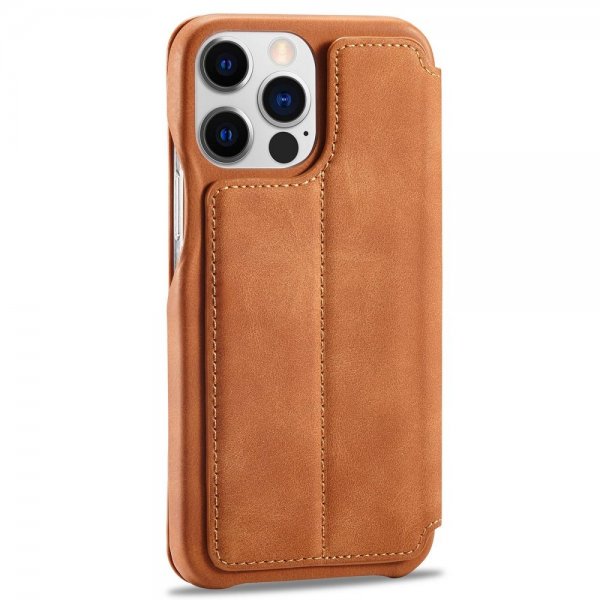 Lc.Imeeke iPhone 14 Pro Max Flip Cover Lysebrun