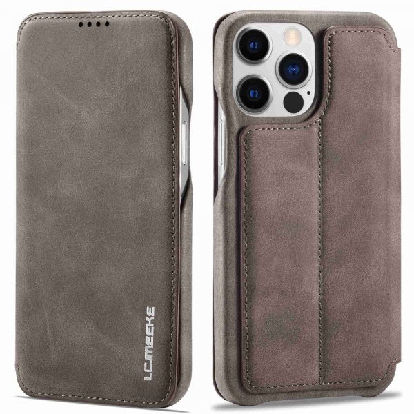 Lc.Imeeke iPhone 14 Pro Max Flip Cover Mørkebrun