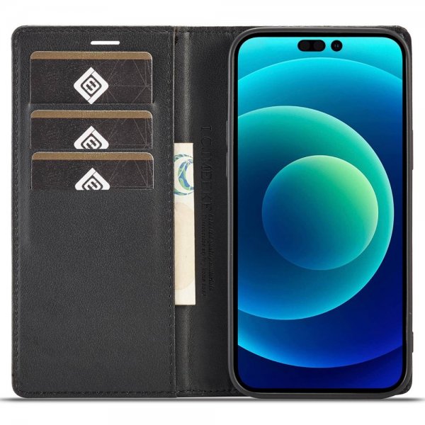 Lc.Imeeke iPhone 14 Pro Max Cover Kulfibertekstur Rød Stribe Vertikal