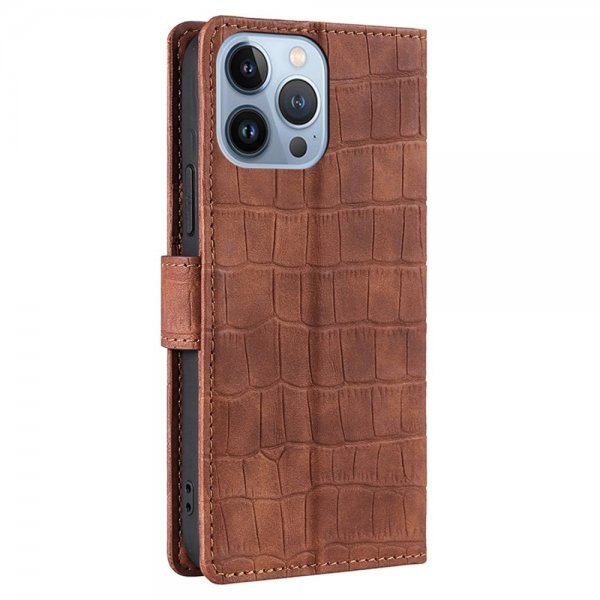 iPhone 14 Pro Max Cover Krokodillemønster Brun