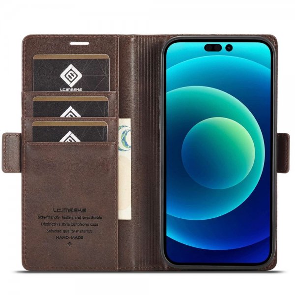 Lc.Imeeke iPhone 14 Pro Max Cover med Kortlomme Brun
