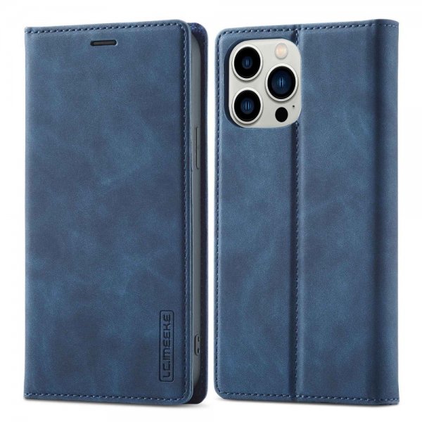 Lc.Imeeke iPhone 14 Pro Max Cover med Kortlomme Flip Blå