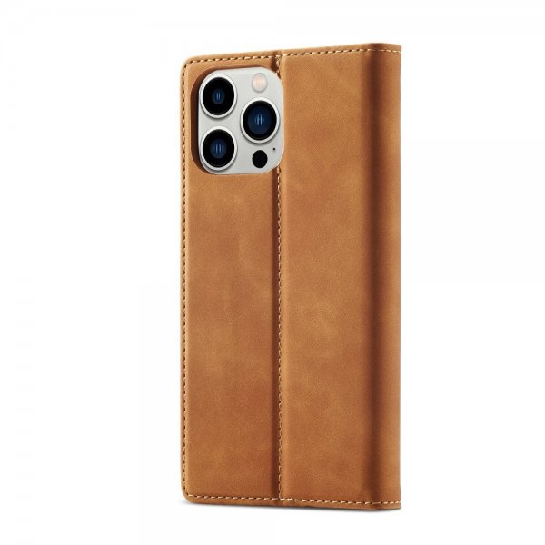 Lc.Imeeke iPhone 14 Pro Max Cover med Kortlomme Flip Brun