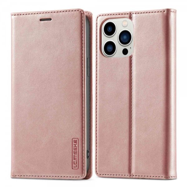 Lc.Imeeke iPhone 14 Pro Max Cover med Kortlomme Flip Rosa