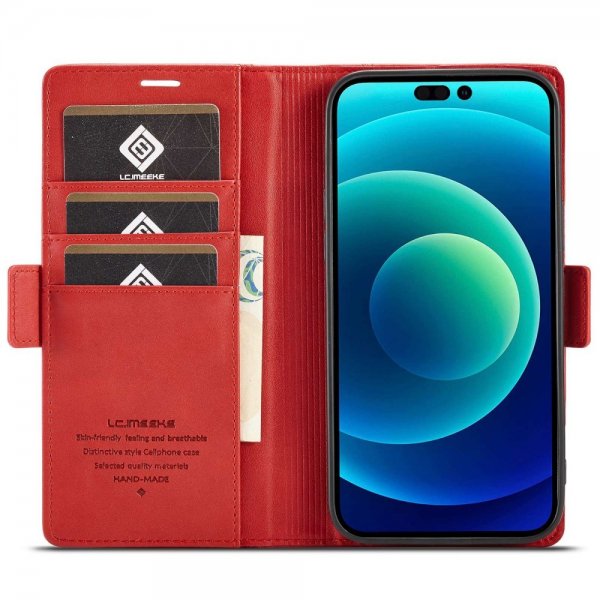 Lc.Imeeke iPhone 14 Pro Max Cover med Kortlomme Rød