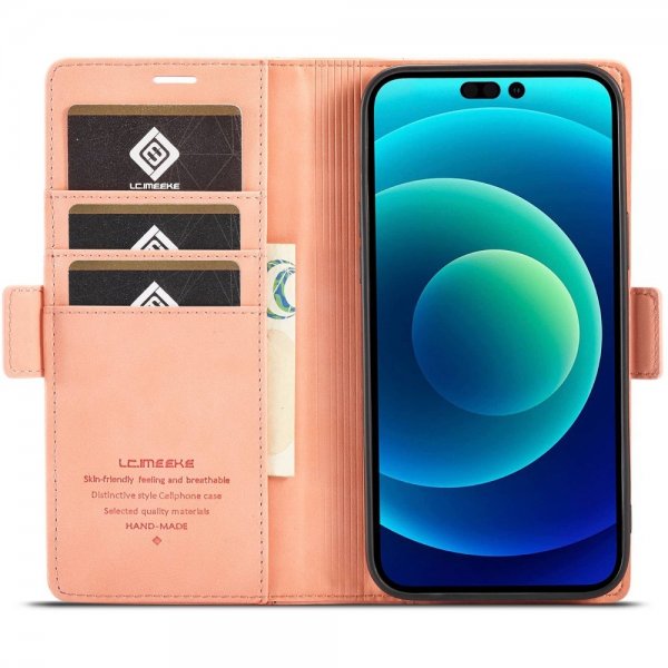 Lc.Imeeke iPhone 14 Pro Max Cover med Kortplads Rosa