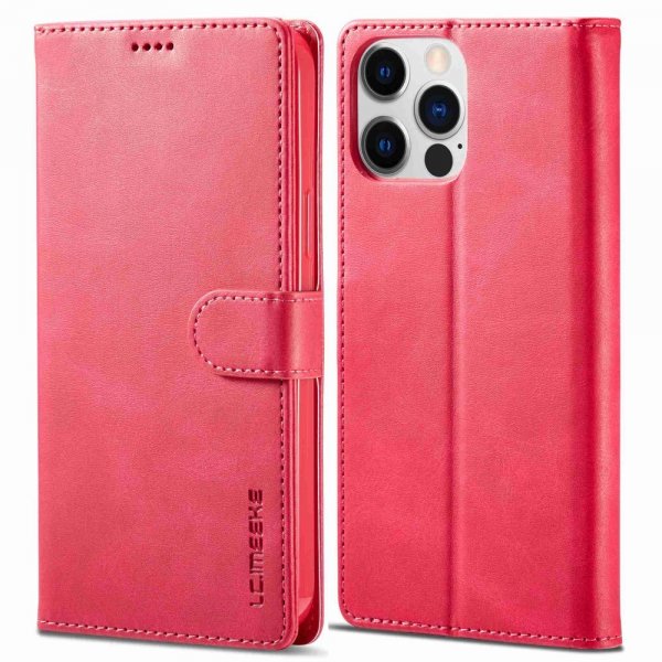 Lc.Imeeke iPhone 14 Pro Max Cover med Kortlomme og Standfunktion Magenta