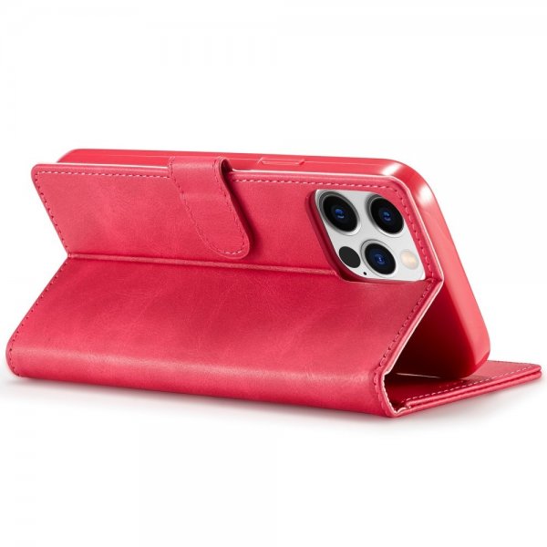 Lc.Imeeke iPhone 14 Pro Max Cover med Kortlomme og Standfunktion Magenta