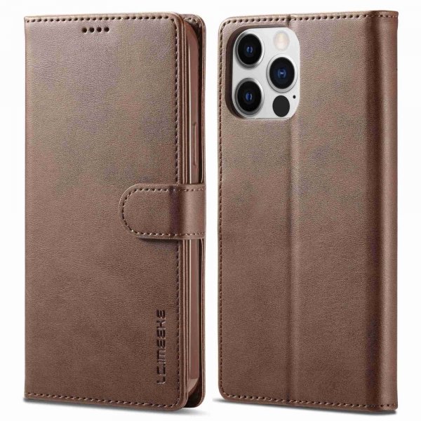 Lc.Imeeke iPhone 14 Pro Max Cover med Kortlomme Standerfunktion Mørkebrun