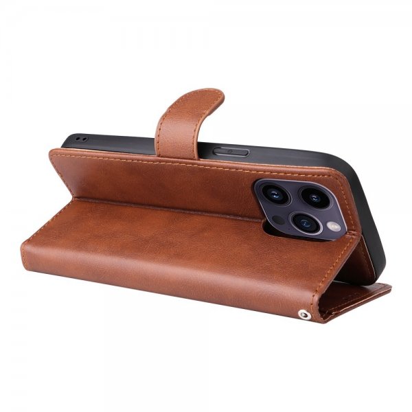 iPhone 14 Pro Max Cover med Aftageligt Cover KT Leather Series-3 Brun