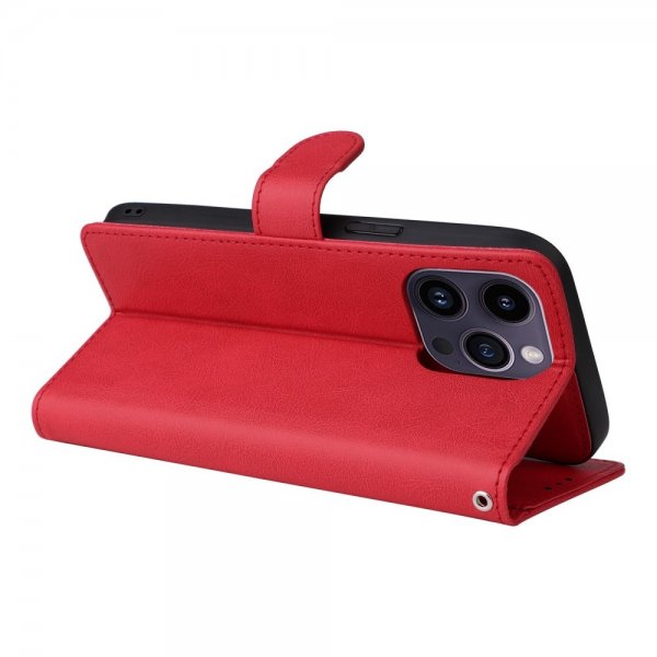 iPhone 14 Pro Max Cover med Aftageligt Cover KT Leather Series-3 Rød