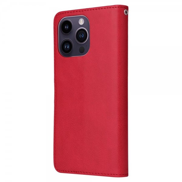 iPhone 14 Pro Max Cover med Aftageligt Cover KT Leather Series-3 Rød