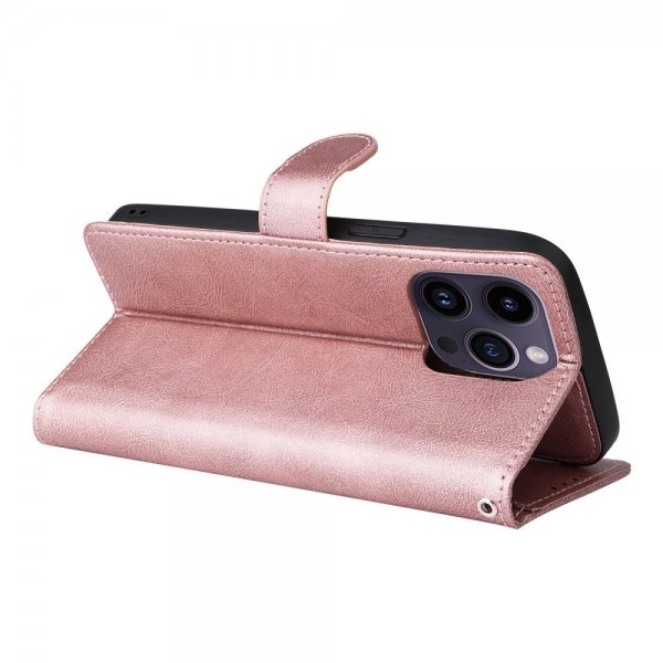 iPhone 14 Pro Max Cover med Aftageligt Skal KT Leather Series-3 Rosaguld
