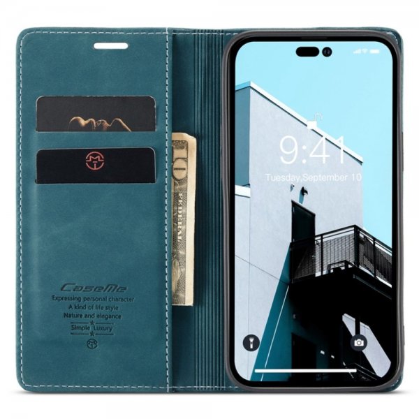 CaseMe iPhone 14 Pro Max Cover Retro Flip Petrol