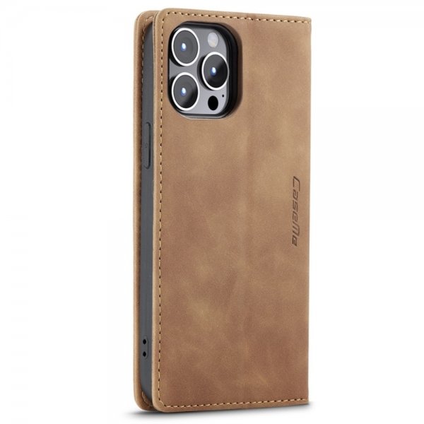 CaseMe iPhone 14 Pro Max Cover Retro Flip Brun