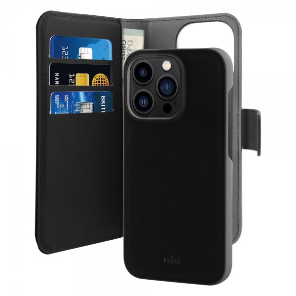 Puro iPhone 14 Pro Max Cover Wallet Detachable 2-i-1 Sort