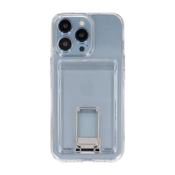 Rvelon iPhone 14 Pro Max Cover med Stander Kreditkortholder Transparent