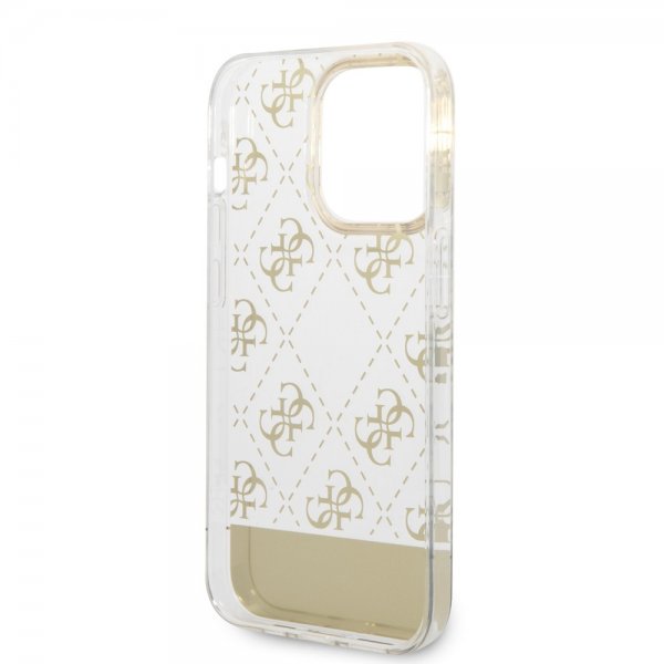 Guess iPhone 14 Pro Max Cover Bottom Stripe Script Logo Guld