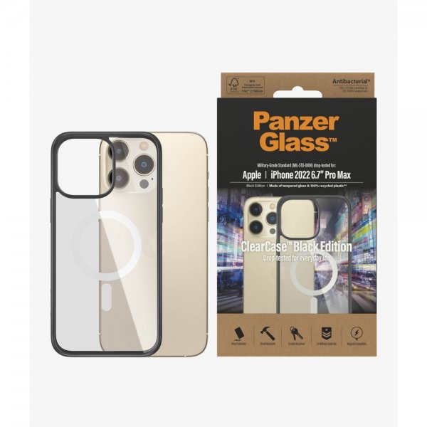 PanzerGlass iPhone 14 Pro Max Cover ClearCase Black Edition MagSafe