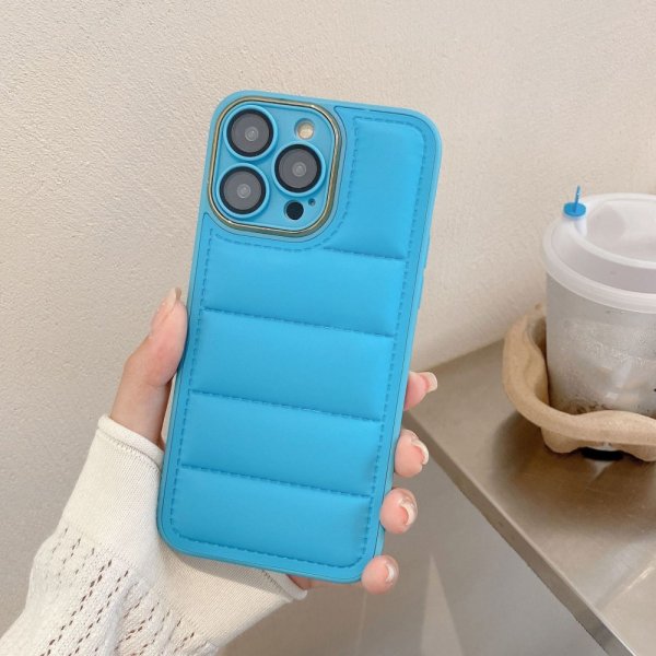 iPhone 14 Pro Max Cover Down Jacket Design Blå