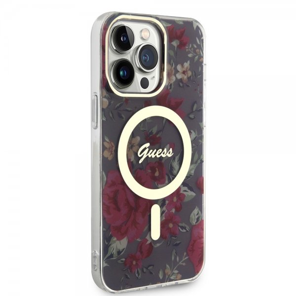 Guess iPhone 14 Pro Max Cover Blomst MagSafe Kaki